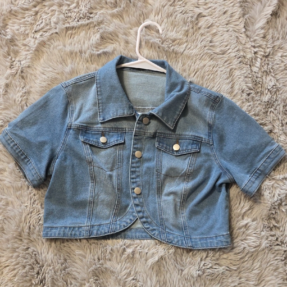 Allegra K Women's Blue Jean Jacket